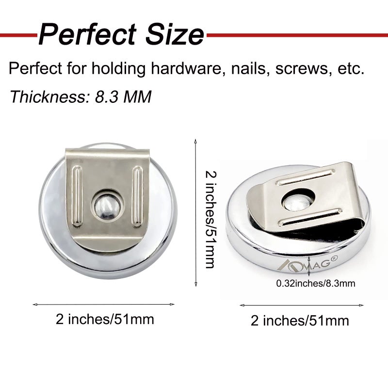 AOMAG Super Strong Neodymium Magnets Belt Clip 100 lbs Magnetic Waist Tool Holder 2" in Dia - Image 3